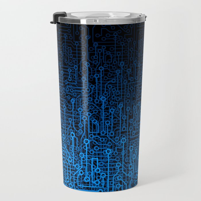 Reboot III BLUE Computer Circuit Board Pattern Travel Mug Gallery Image 3