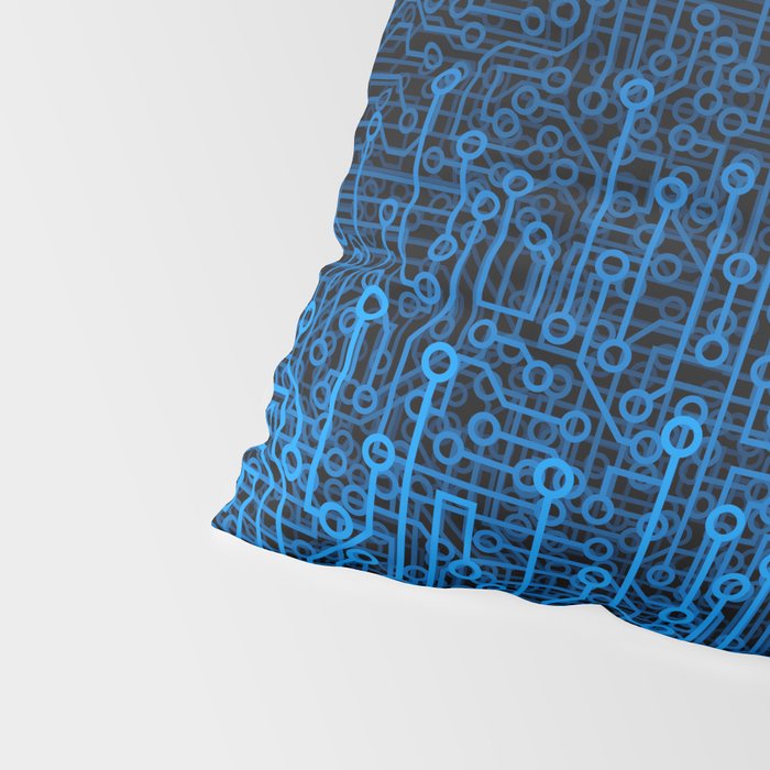 Reboot III BLUE Computer Circuit Board Pattern Pillow Sham Gallery Image 4