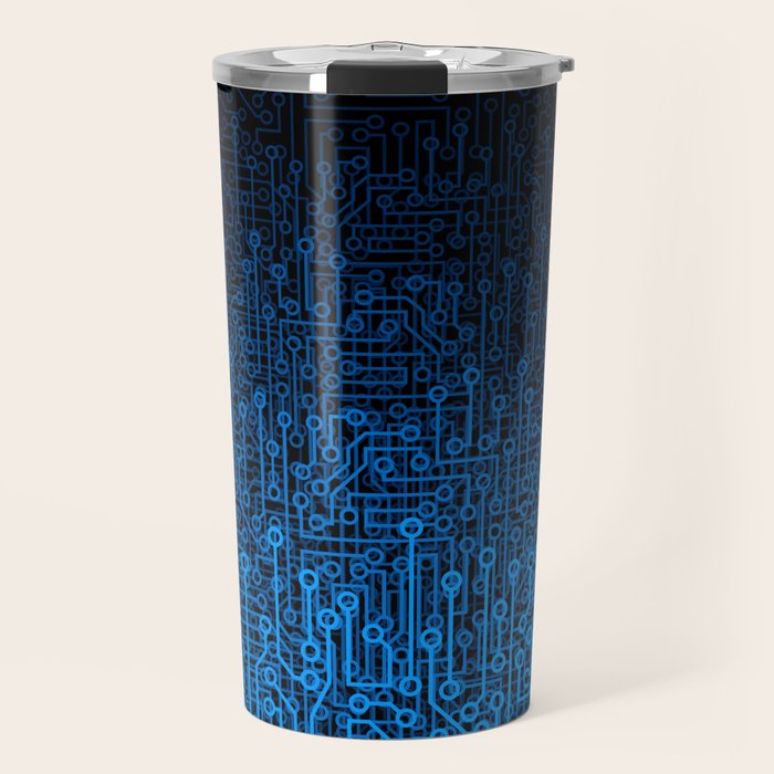 Reboot III BLUE Computer Circuit Board Pattern Travel Mug Gallery Image 1