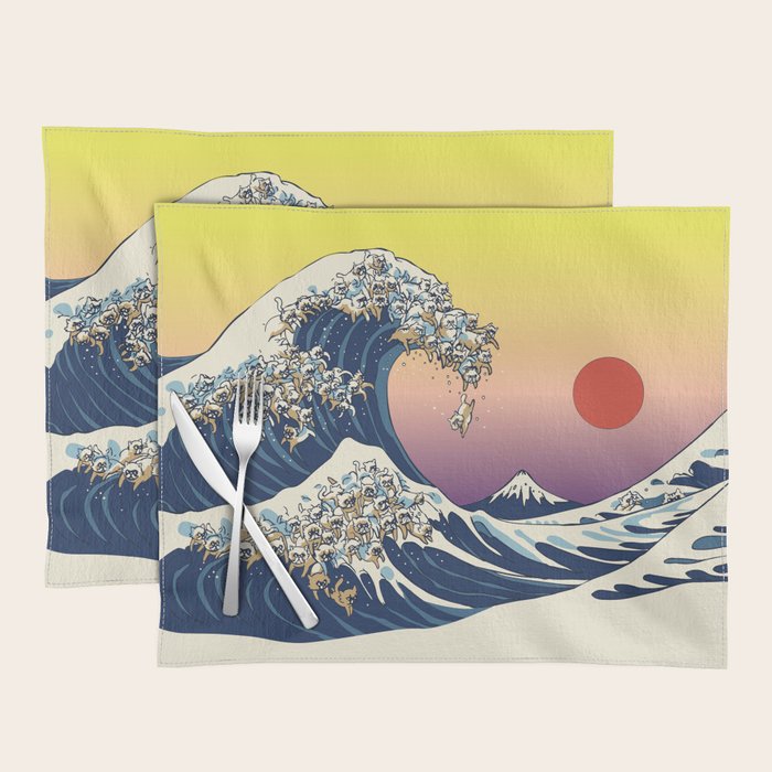 The Great Wave Of  Cat Placemat Gallery Image 1