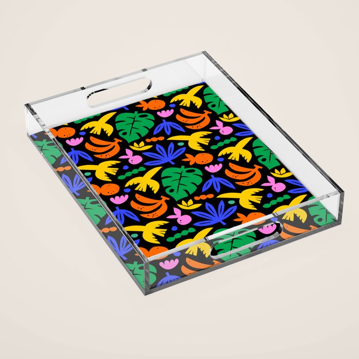 Colorful tropical summer nature art pattern Acrylic Tray Gallery Image 1