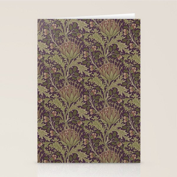 William Morris Artichoke Pimpernel Vintage Pattern Stationery Card Gallery Image 1