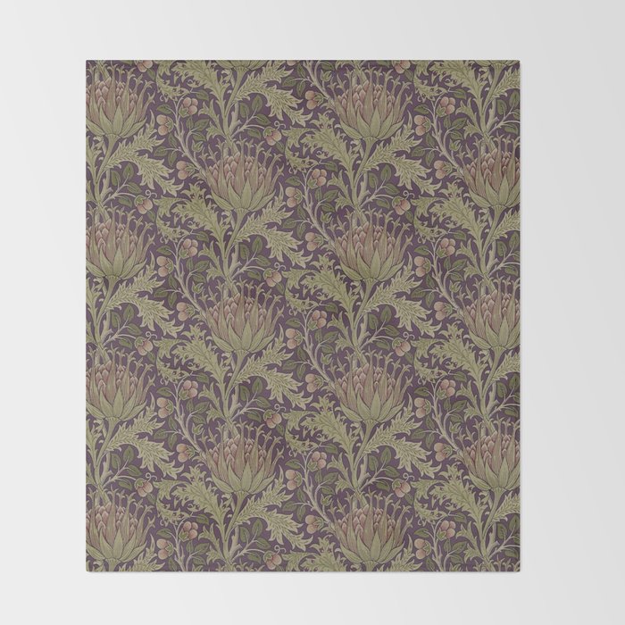 William Morris Artichoke Pimpernel Vintage Pattern Throw Blanket Gallery Image 2