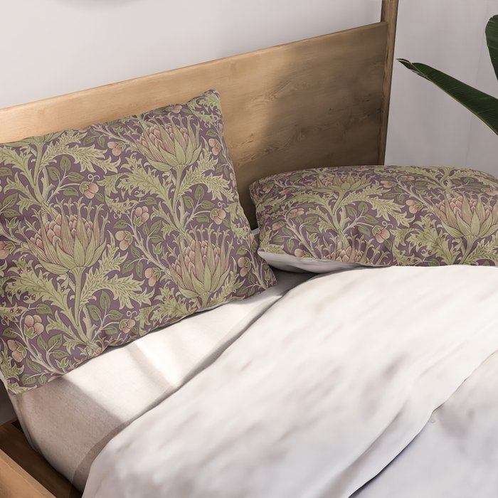 William Morris Artichoke Pimpernel Vintage Pattern Pillow Sham Gallery Image 2