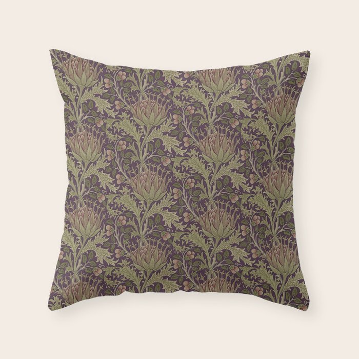 William Morris Artichoke Pimpernel Vintage Pattern Throw Pillow Gallery Image 6