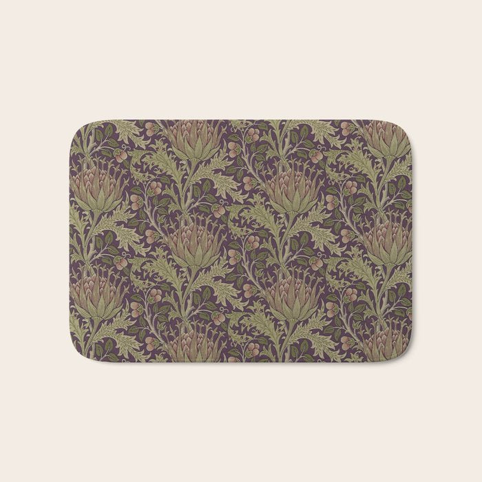 William Morris Artichoke Pimpernel Vintage Pattern Bath Mat Gallery Image 1