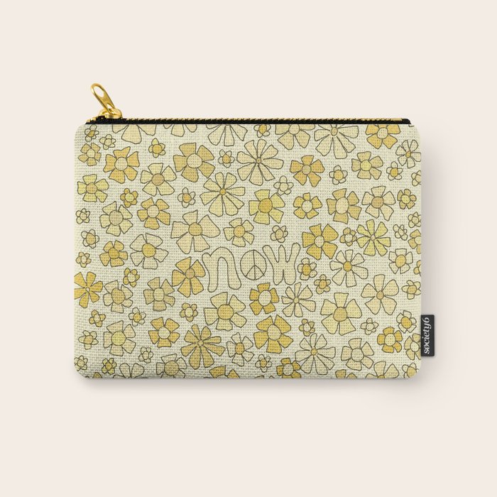 be here now flower power // retro surf art by surfy birdy Carry All Pouch Gallery Image 1