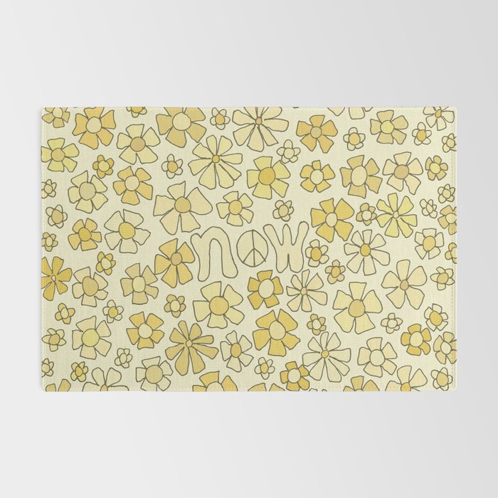 be here now flower power // retro surf art by surfy birdy Rug Gallery Image 2