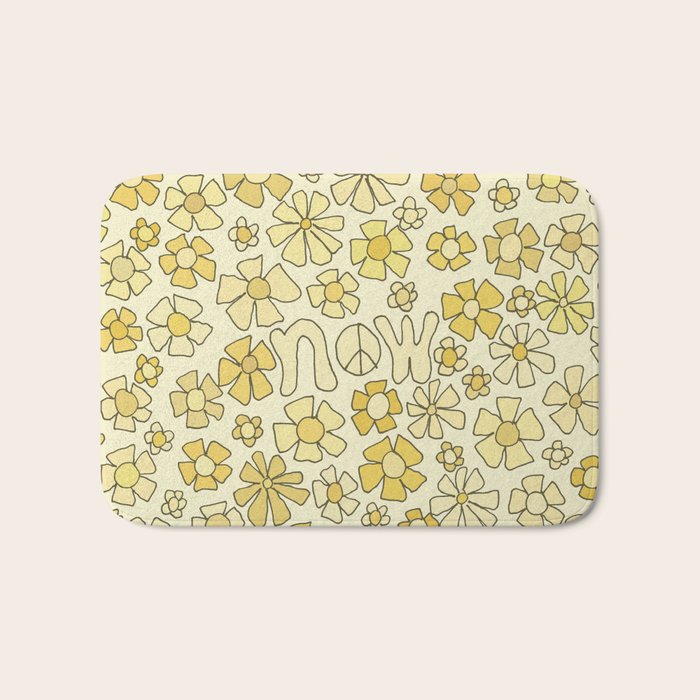 be here now flower power // retro surf art by surfy birdy Bath Mat Gallery Image 1