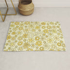 be here now flower power // retro surf art by surfy birdy Rug Gallery Image 1