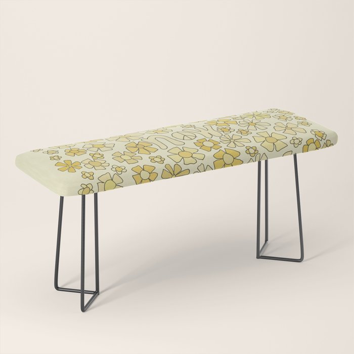 be here now flower power // retro surf art by surfy birdy Bench Gallery Image 1