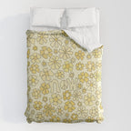 be here now flower power // retro surf art by surfy birdy Duvet Cover Gallery Image 6