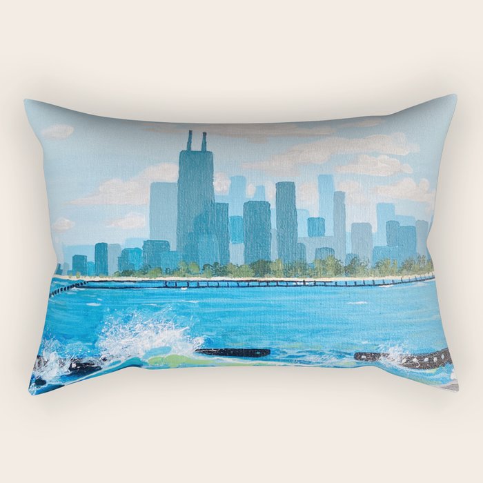 City on the Lake Rectangular Pillow Gallery Image 2
