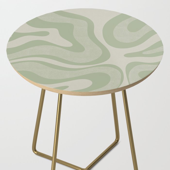 Textured Modern Liquid Swirl Abstract Pattern in Sage Side Table Gallery Image 2