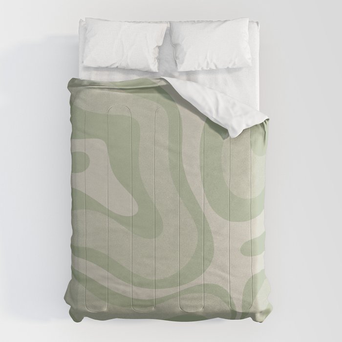Textured Modern Liquid Swirl Abstract Pattern in Sage Comforter Gallery Image 6