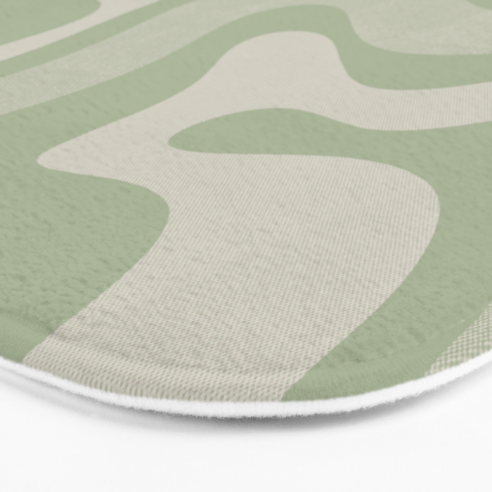 Textured Modern Liquid Swirl Abstract Pattern in Sage Bath Mat Gallery Image 3
