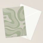 Textured Modern Liquid Swirl Abstract Pattern in Sage Stationery Card Gallery Image 2