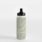 Textured Modern Liquid Swirl Abstract Pattern in Sage Water Bottle Gallery Image 2