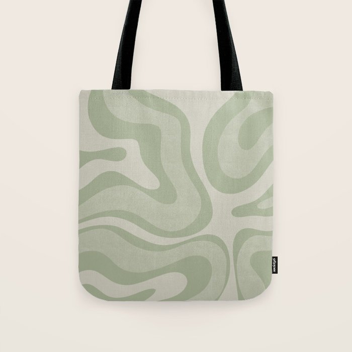 Textured Modern Liquid Swirl Abstract Pattern in Sage Tote Bag Gallery Image 1