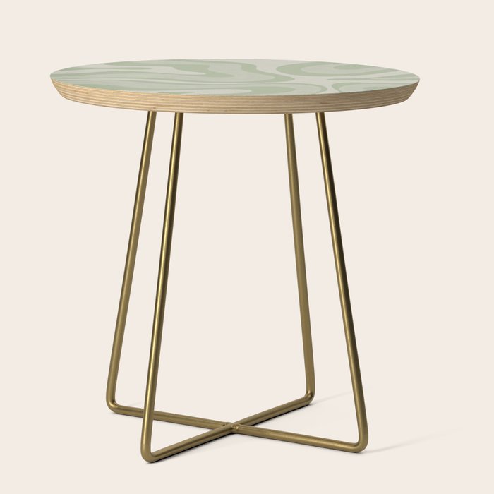 Textured Modern Liquid Swirl Abstract Pattern in Sage Side Table Gallery Image 1