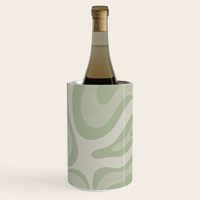Textured Modern Liquid Swirl Abstract Pattern in Sage Wine Chiller Gallery Image 3