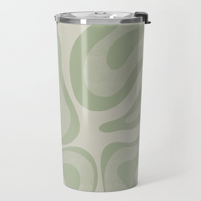 Textured Modern Liquid Swirl Abstract Pattern in Sage Travel Mug Gallery Image 2