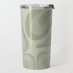 Textured Modern Liquid Swirl Abstract Pattern in Sage Travel Mug Gallery Image 2