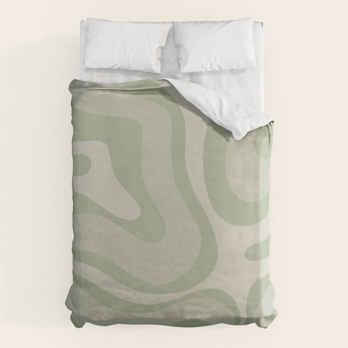 Textured Modern Liquid Swirl Abstract Pattern in Sage Duvet Cover Gallery Image 6