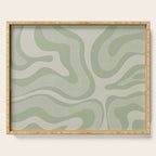 Textured Modern Liquid Swirl Abstract Pattern in Sage Serving Tray Gallery Image 1