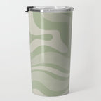 Textured Modern Liquid Swirl Abstract Pattern in Sage Travel Mug Gallery Image 3