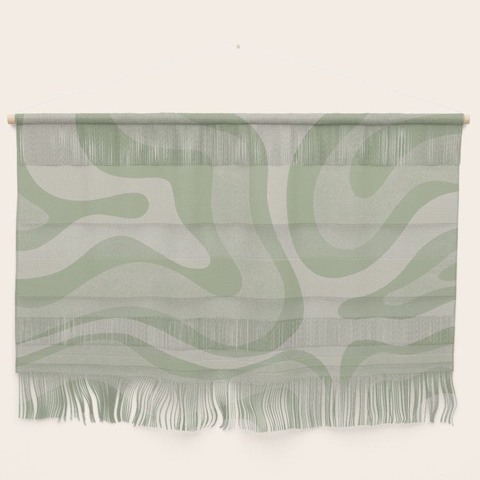 Textured Modern Liquid Swirl Abstract Pattern in Sage Wall Hanging Gallery Image 1
