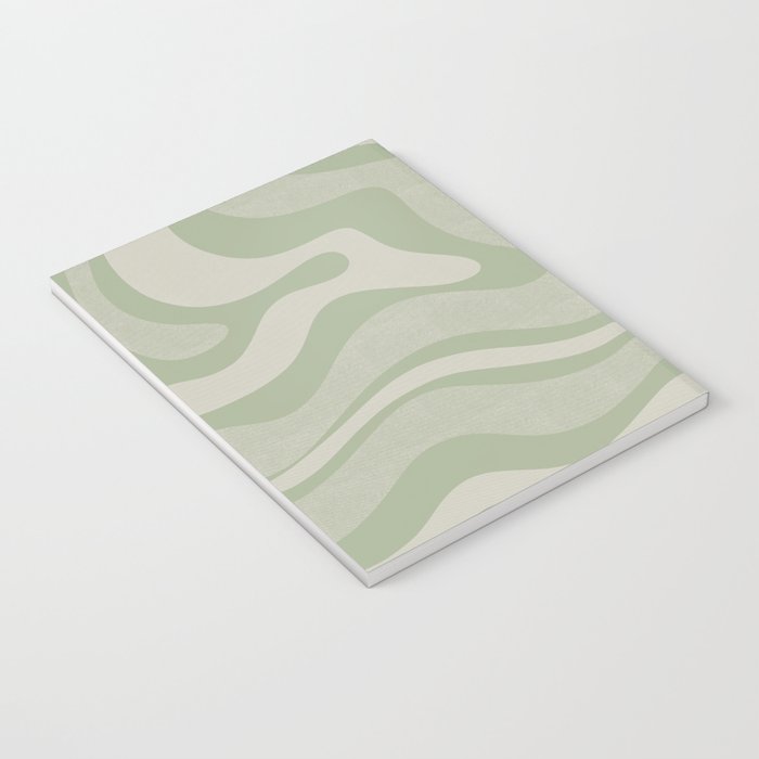 Textured Modern Liquid Swirl Abstract Pattern in Sage Notebook Gallery Image 3