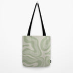 Textured Modern Liquid Swirl Abstract Pattern in Sage Tote Bag Gallery Image 2