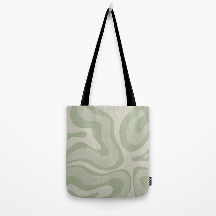 Textured Modern Liquid Swirl Abstract Pattern in Sage Tote Bag Gallery Image 2