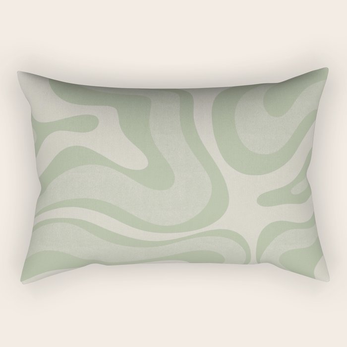 Textured Modern Liquid Swirl Abstract Pattern in Sage Rectangular Pillow Gallery Image 2