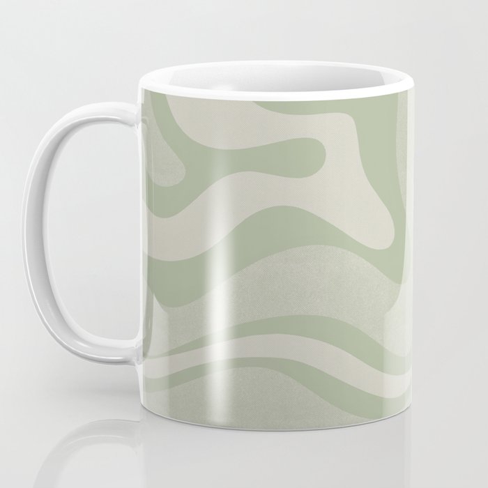 Textured Modern Liquid Swirl Abstract Pattern in Sage Coffee Mug Gallery Image 3