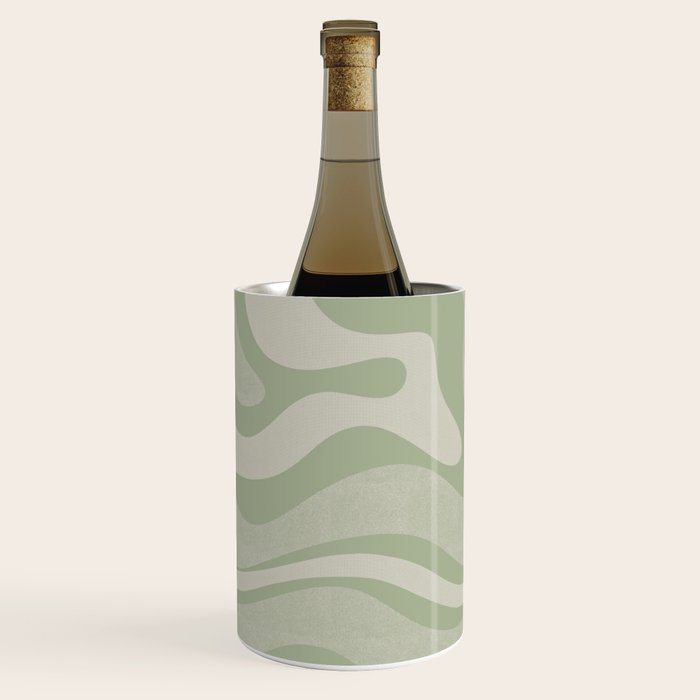Textured Modern Liquid Swirl Abstract Pattern in Sage Wine Chiller Gallery Image 2