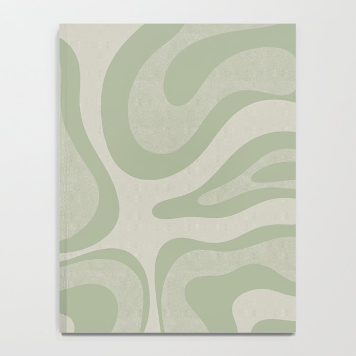 Textured Modern Liquid Swirl Abstract Pattern in Sage Notebook Gallery Image 4