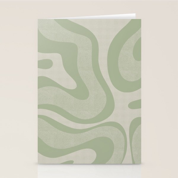 Textured Modern Liquid Swirl Abstract Pattern in Sage Stationery Card Gallery Image 1