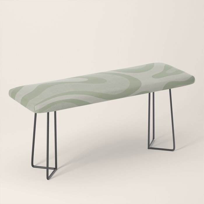 Textured Modern Liquid Swirl Abstract Pattern in Sage Bench Gallery Image 1