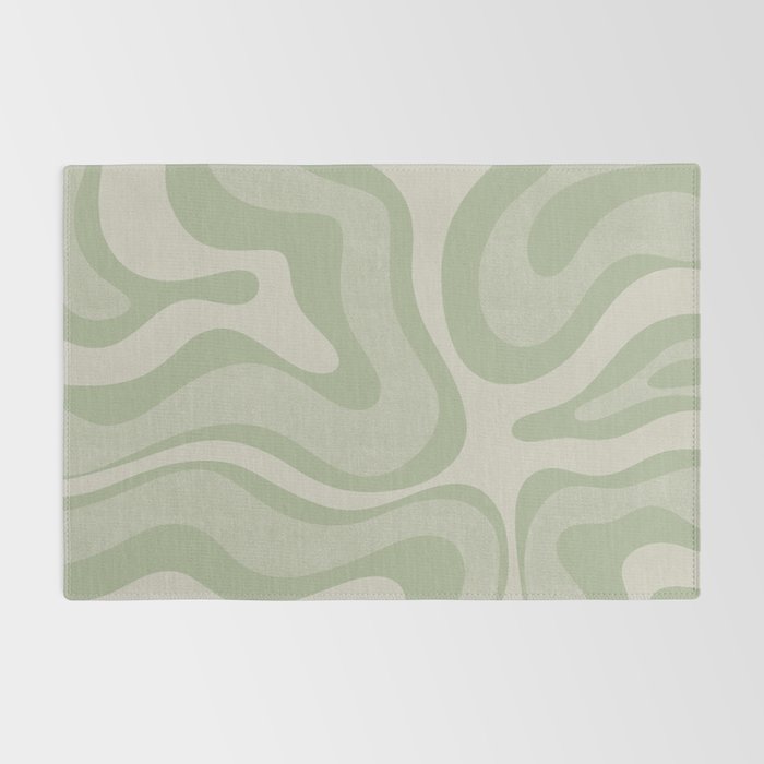 Textured Modern Liquid Swirl Abstract Pattern in Sage Rug Gallery Image 2