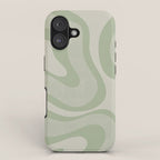 Textured Modern Liquid Swirl Abstract Pattern in Sage iPhone Case Gallery Image 1