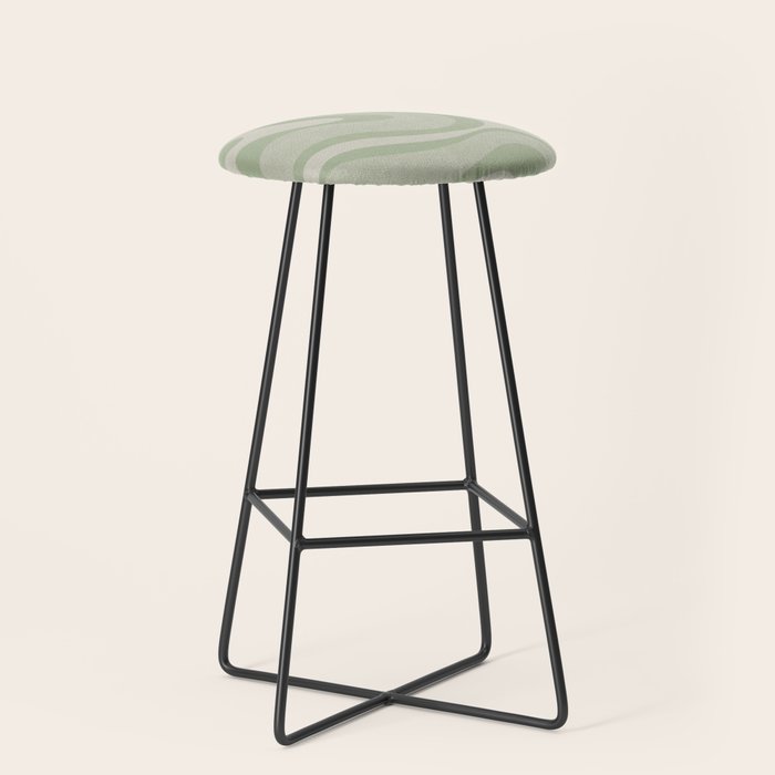 Textured Modern Liquid Swirl Abstract Pattern in Sage Stool Gallery Image 1