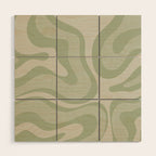 Textured Modern Liquid Swirl Abstract Pattern in Sage Wood Wall Art Gallery Image 1