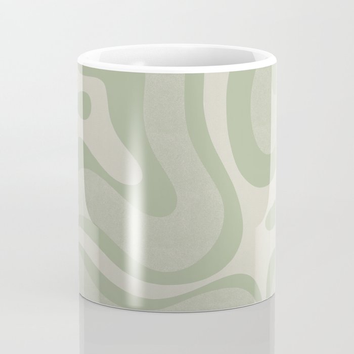 Textured Modern Liquid Swirl Abstract Pattern in Sage Coffee Mug Gallery Image 4