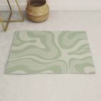 Textured Modern Liquid Swirl Abstract Pattern in Sage Rug Gallery Image 1