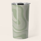 Textured Modern Liquid Swirl Abstract Pattern in Sage Travel Mug Gallery Image 1