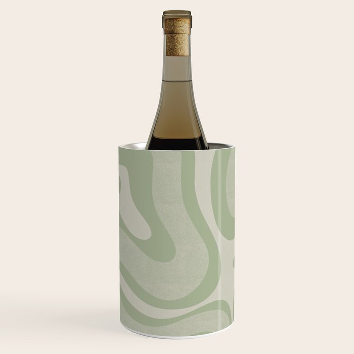 Textured Modern Liquid Swirl Abstract Pattern in Sage Wine Chiller Gallery Image 1
