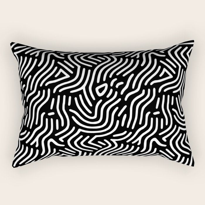 Black and white line art pattern Rectangular Pillow Gallery Image 2