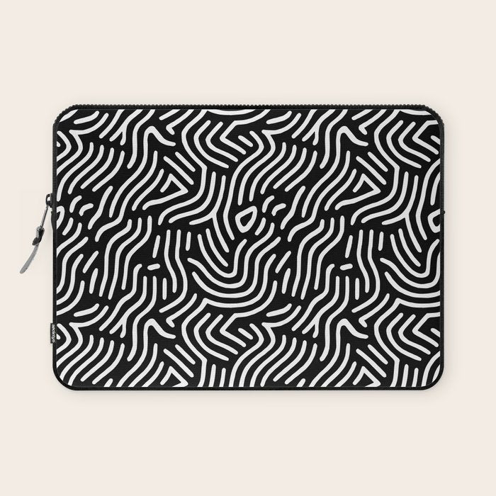 Black and white line art pattern Laptop Sleeve Gallery Image 1